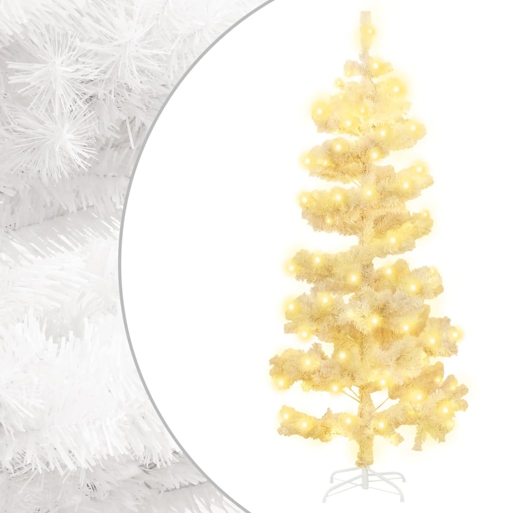 vidaXL Swirl Pre-lit Christmas Tree with Stand White 5 ft PVC