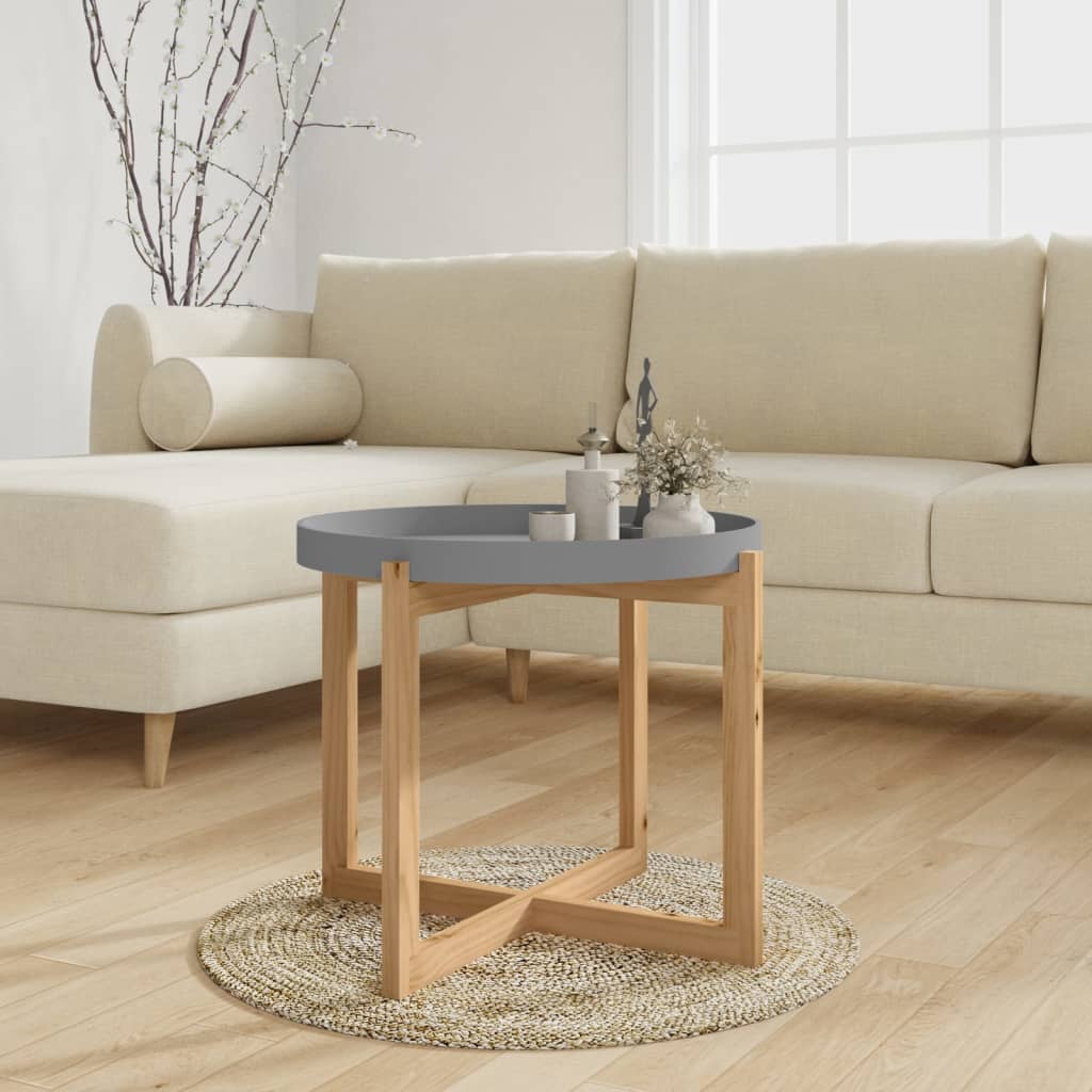 vidaXL Coffee Table Gray 20.9"x20.9"x17.1" Engineered Wood&Solid Wood Pine