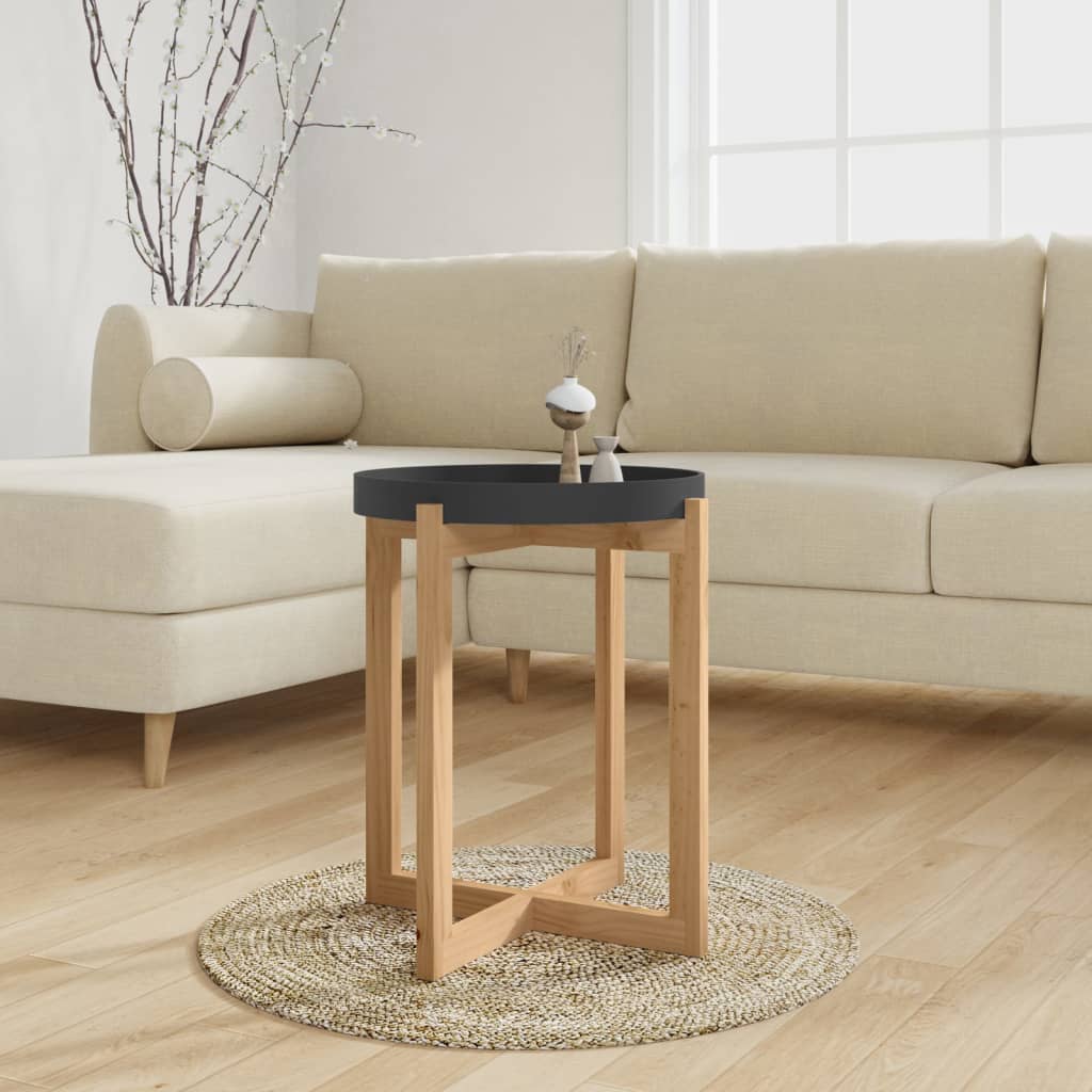 vidaXL Coffee Table Black 16.1"x16.1"x19.1" Engineered Wood&Solid Wood Pine