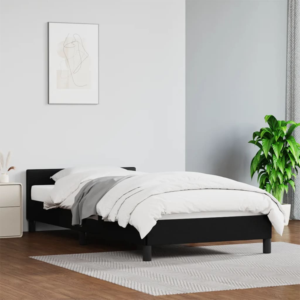 vidaXL Bed Frame with Headboard Black 39.4"x79.9" Twin XL Faux Leather