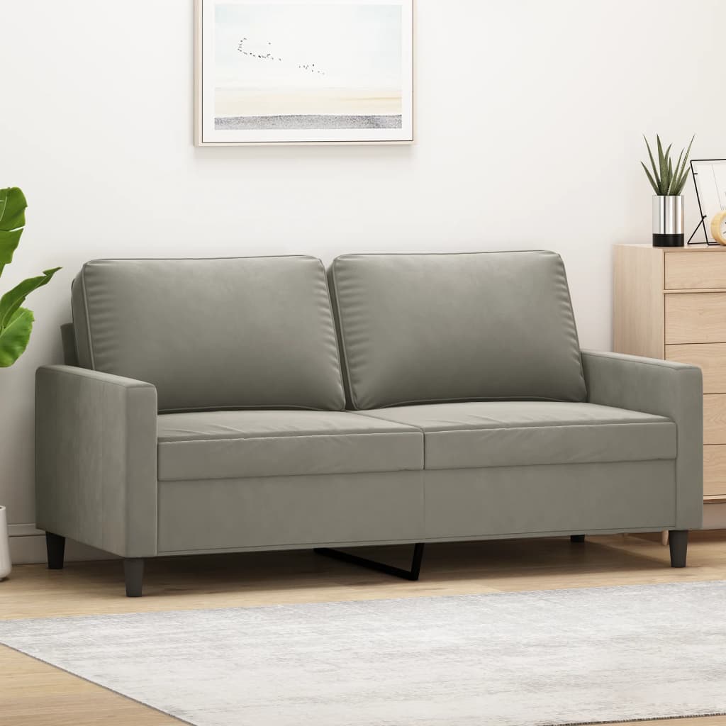 vidaXL 2-Seater Sofa Light Gray 55.1" Velvet