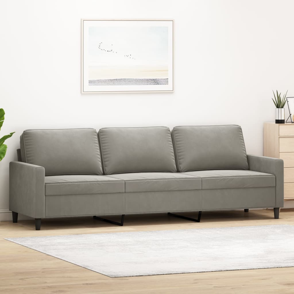 vidaXL 3-Seater Sofa Light Gray 82.7" Velvet