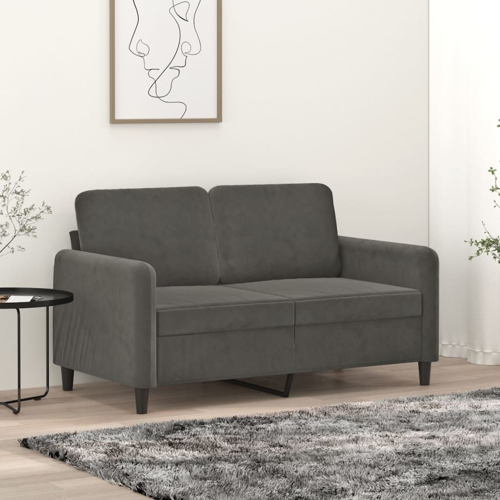 vidaXL 2-Seater Sofa Dark Gray 47.2" Velvet