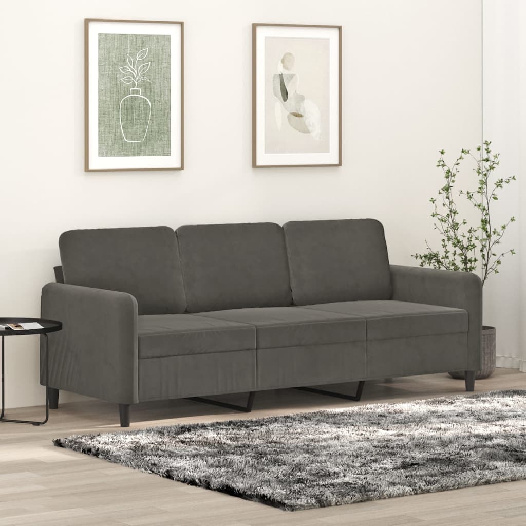 vidaXL 3-Seater Sofa Dark Gray 70.9" Velvet