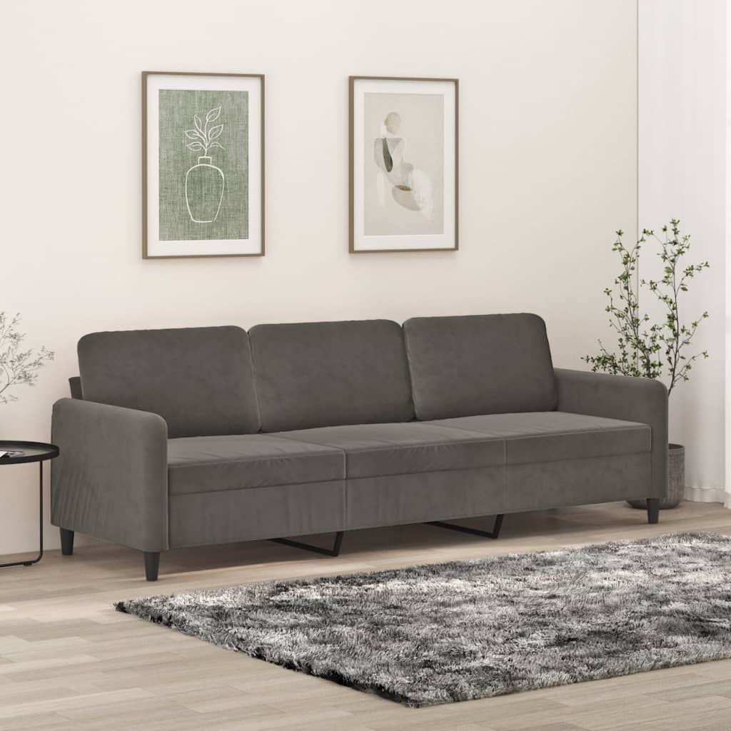 vidaXL 3-Seater Sofa Dark Gray 82.7" Velvet