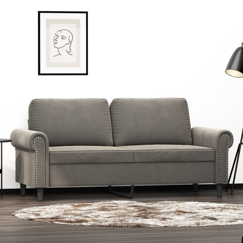 vidaXL 2-Seater Sofa Light Gray 55.1" Velvet