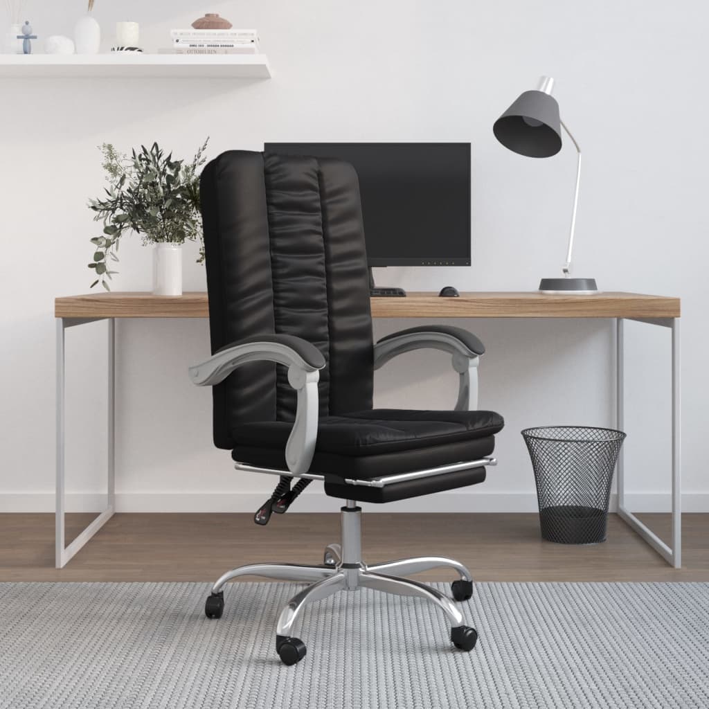 vidaXL Reclining Office Chair Black Faux Leather