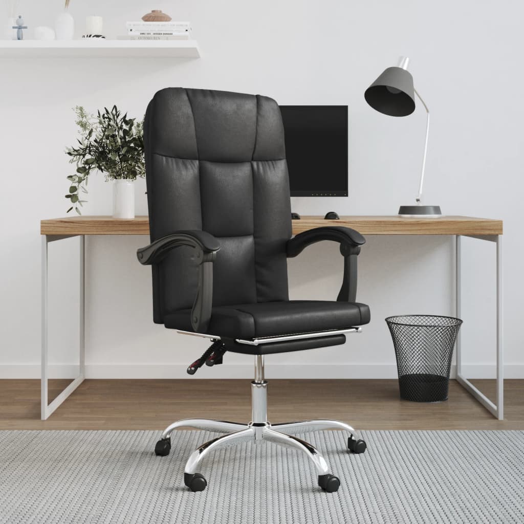 vidaXL Reclining Office Chair Black Faux Leather