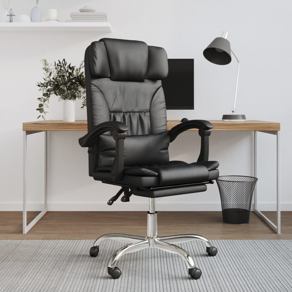 vidaXL Massage Reclining Office Chair Black Faux Leather