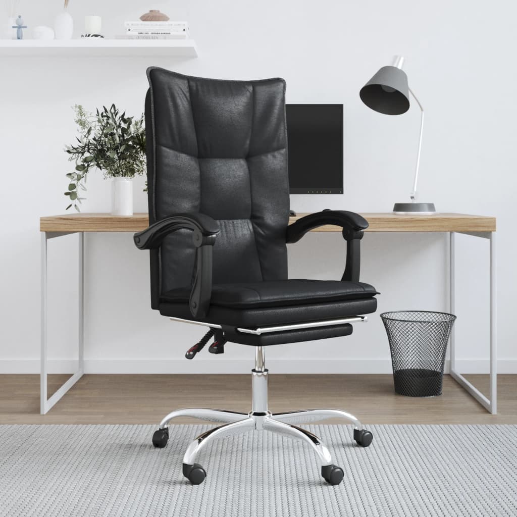 vidaXL Reclining Office Chair Black Faux Leather