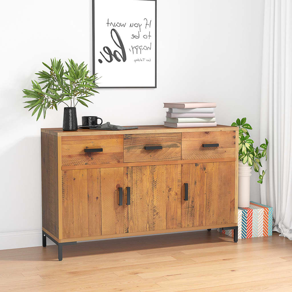 vidaXL Sideboard Brown 43.3"x13.8"x27.6" Solid Wood Pine