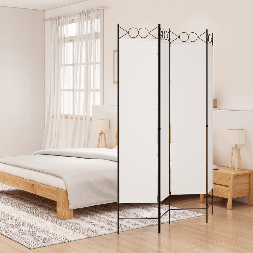 vidaXL 4-Panel Room Divider White 63"x78.7" Fabric