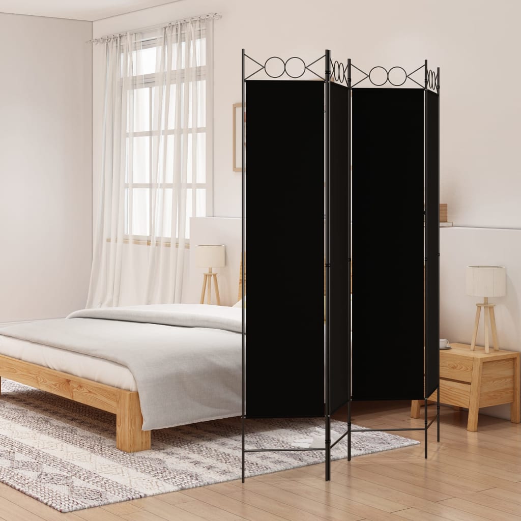 vidaXL 4-Panel Room Divider Black 63"x78.7" Fabric