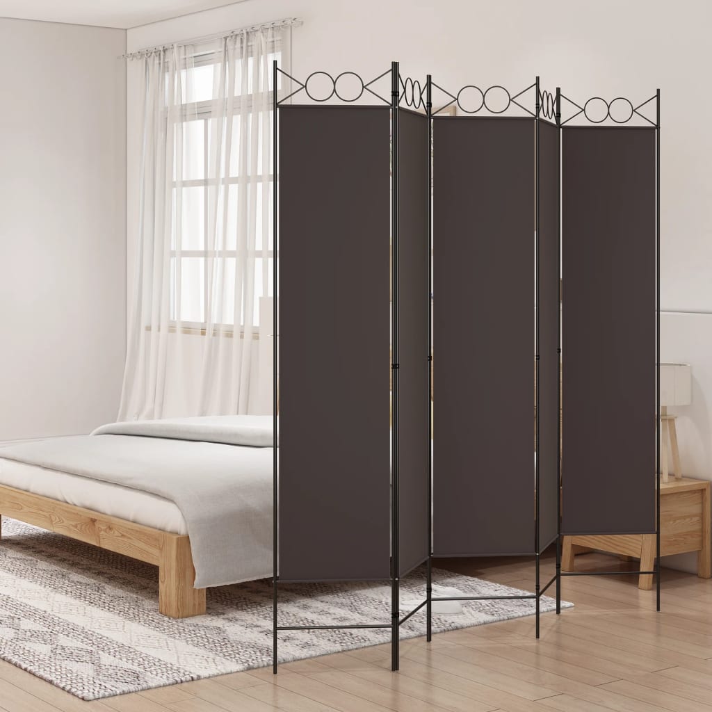 vidaXL 5-Panel Room Divider Brown 78.7"x78.7" Fabric