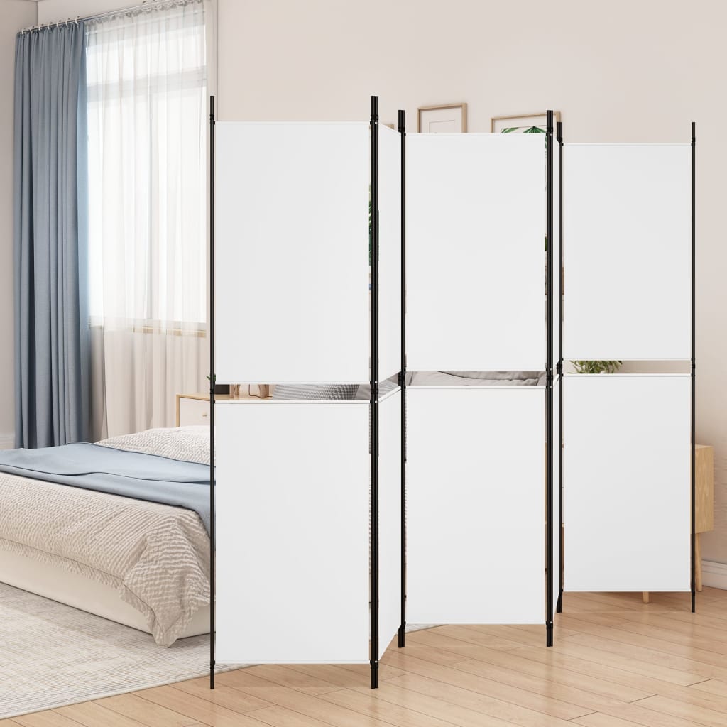 vidaXL 5-Panel Room Divider White 98.4"x70.9" Fabric