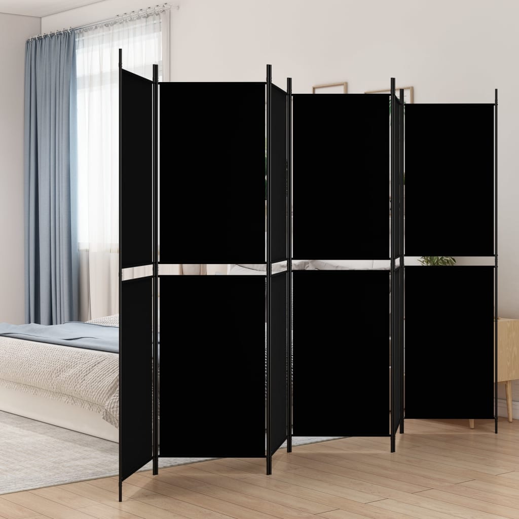 vidaXL 6-Panel Room Divider Black 118.1"x78.7" Fabric