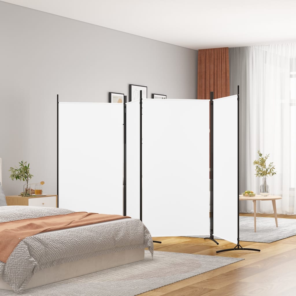 vidaXL 4-Panel Room Divider White 136.2"x70.9" Fabric