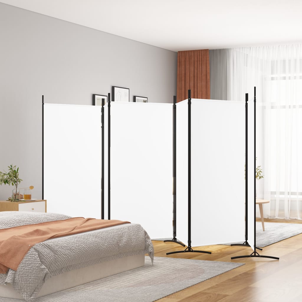 vidaXL 6-Panel Room Divider White 204.7"x70.9" Fabric