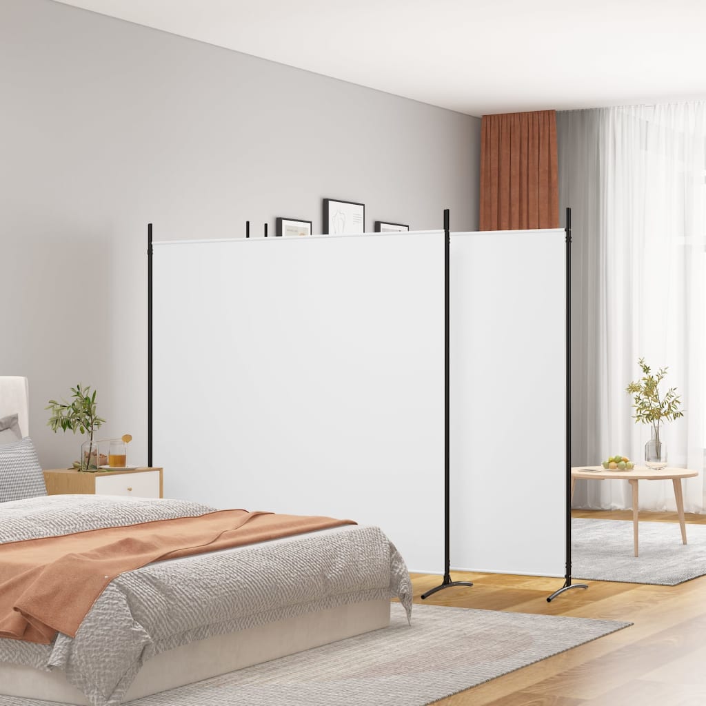 vidaXL 4-Panel Room Divider White 274.8"x70.9" Fabric