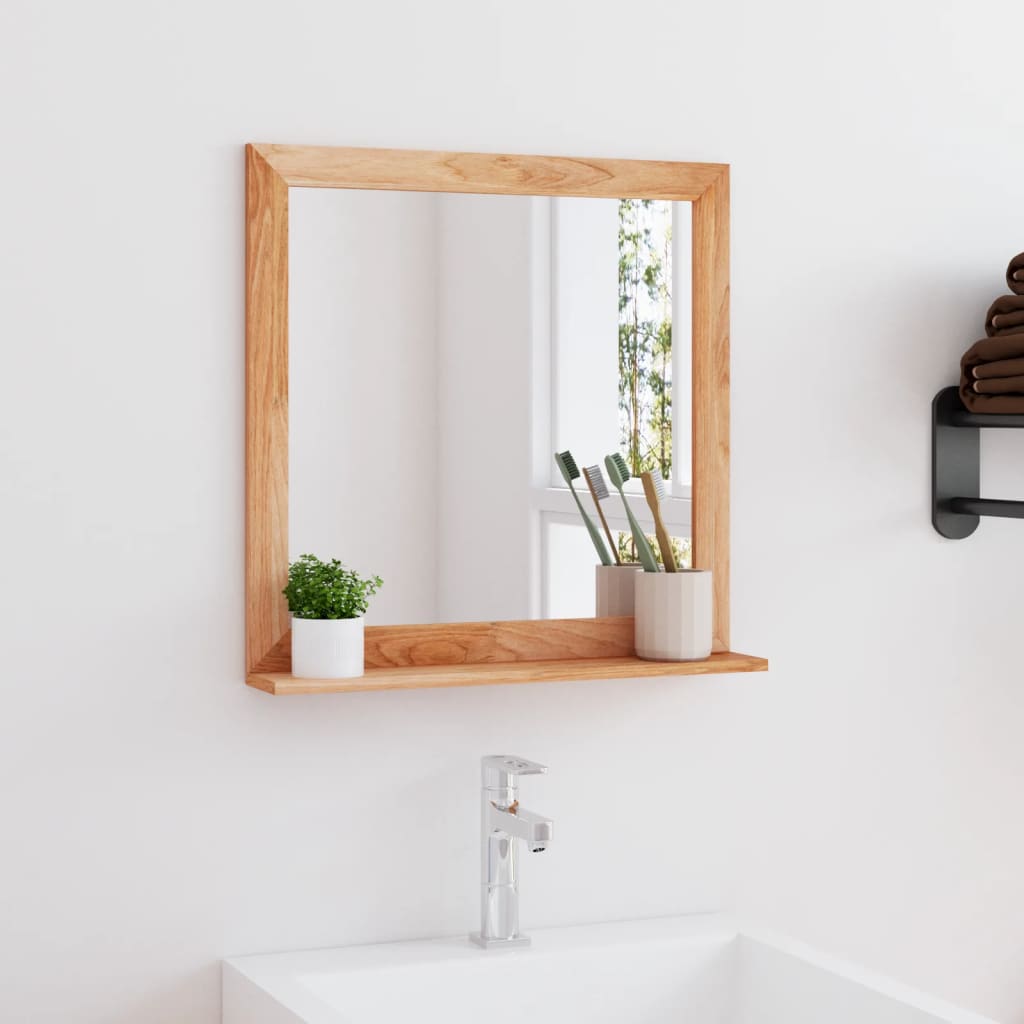 vidaXL Wall Mirror 21.7"x21.7" Solid Wood Walnut