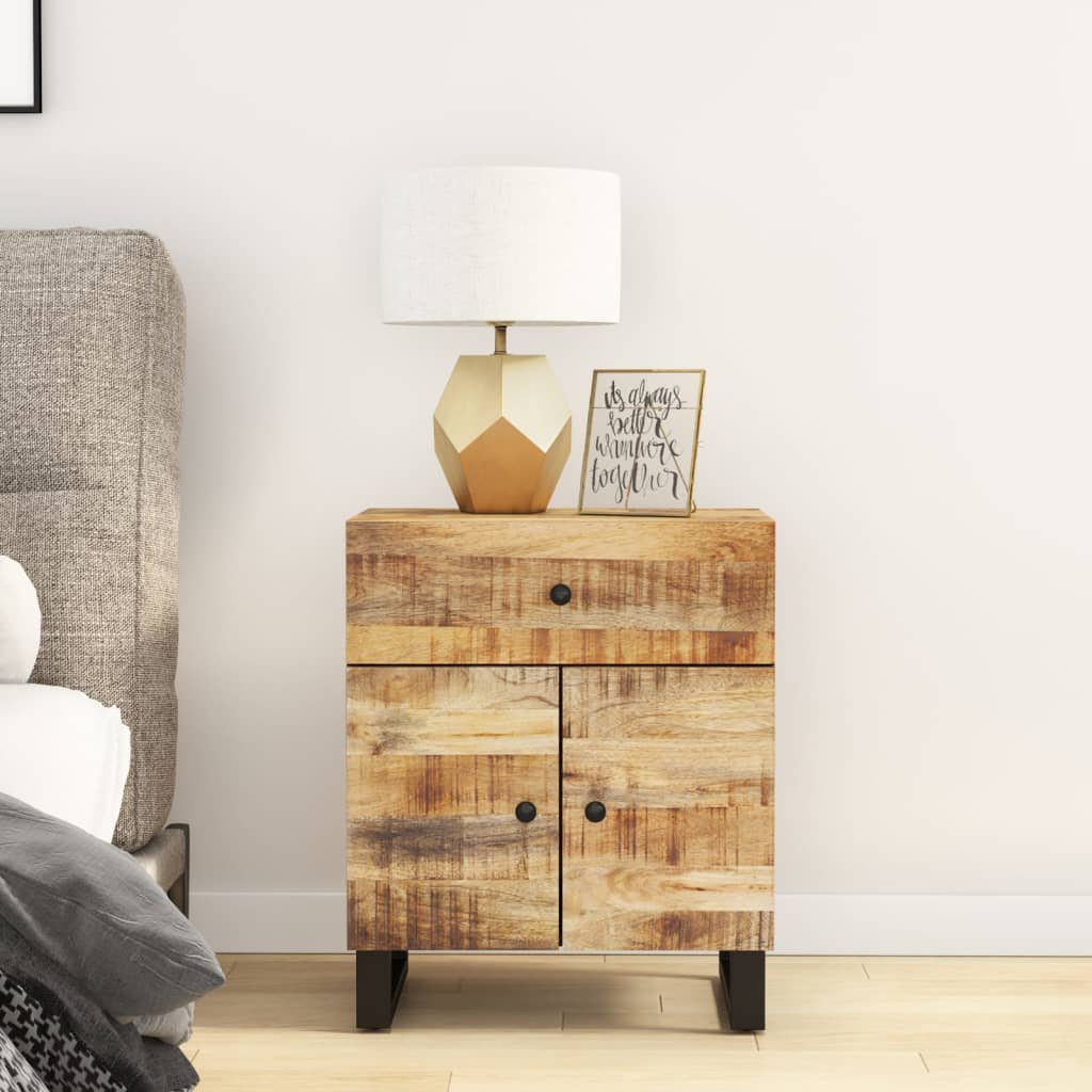 vidaXL Bedside Cabinet 19.7"x13"x23.6" Solid Wood Mango&Engineered Wood