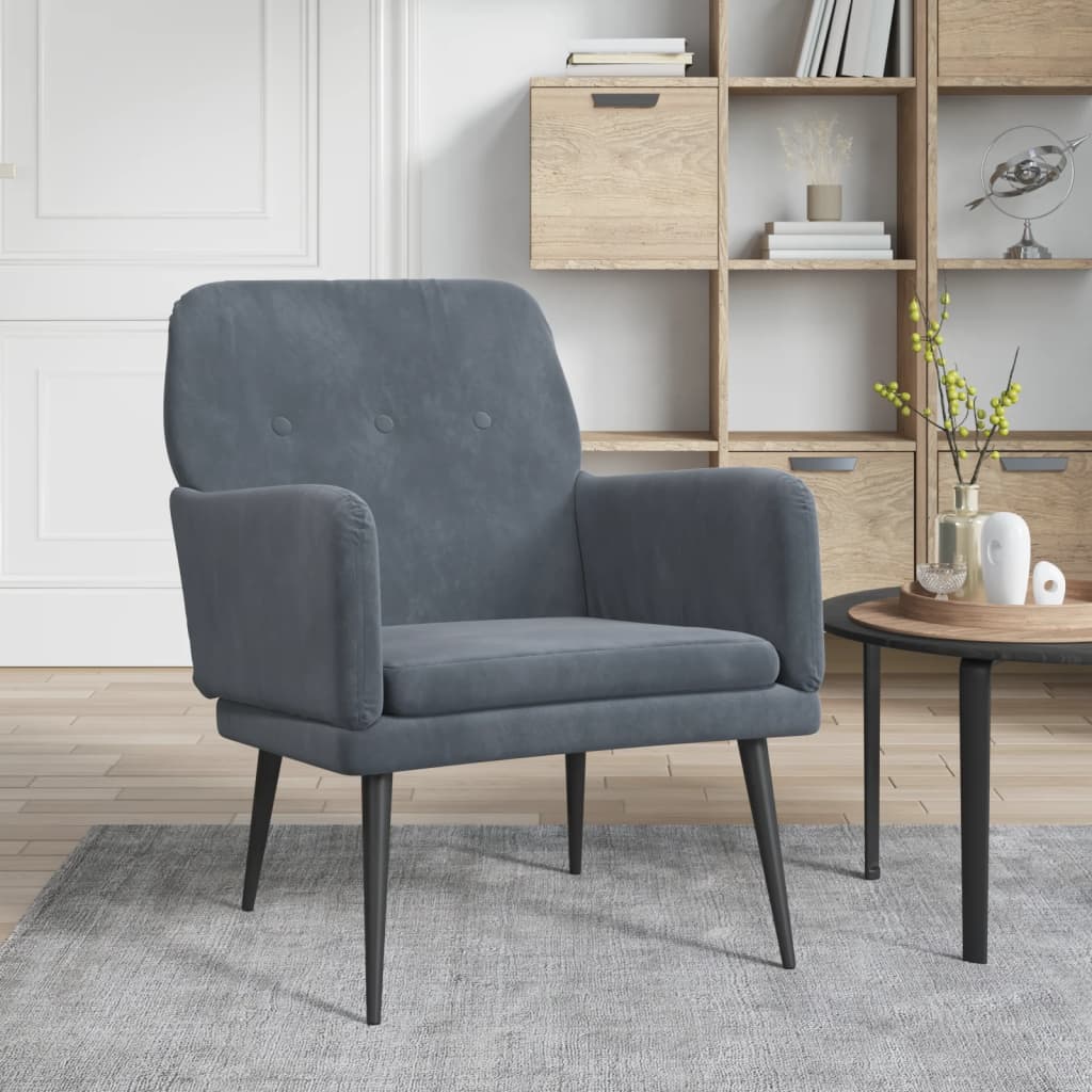 vidaXL Armchair Dark Gray 24.4"x31.1"x31.1" Velvet