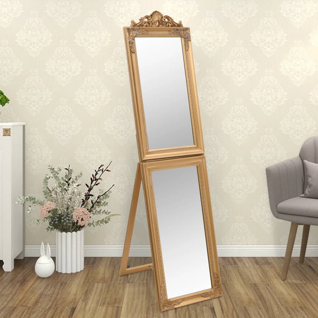 vidaXL Free-Standing Mirror Gold 15.7"x63"