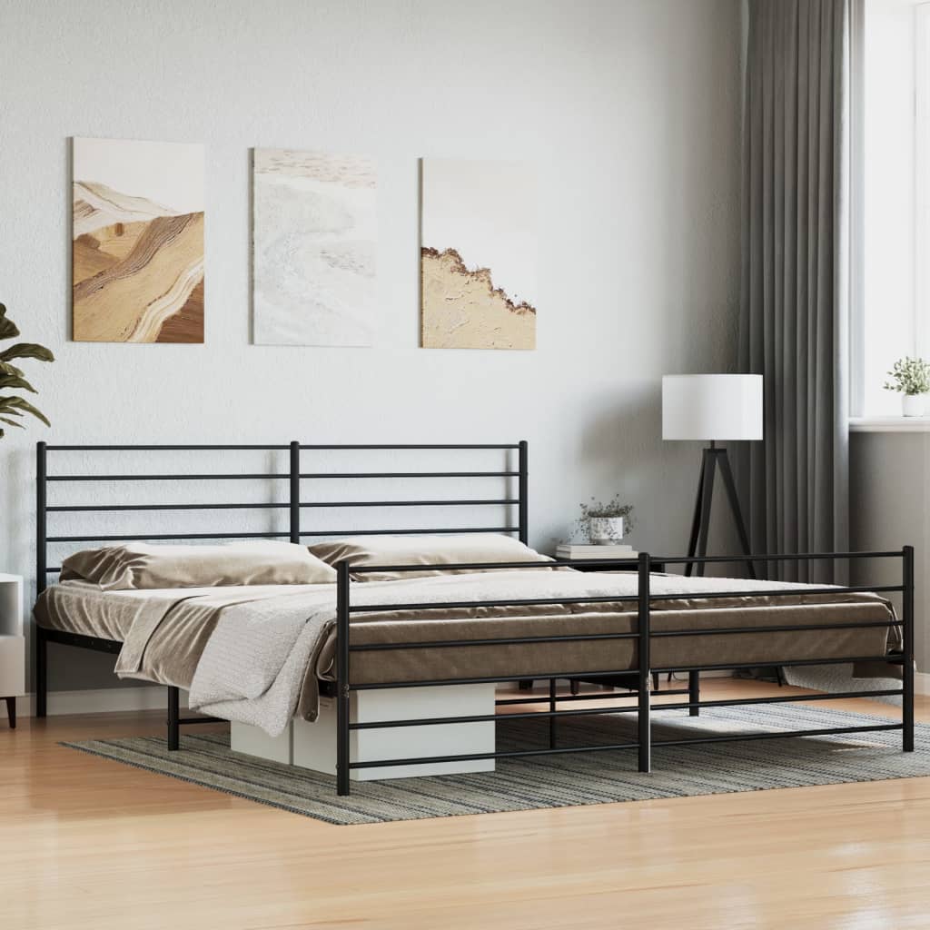 vidaXL Metal Bed Frame with Headboard&Footboard Black 72"x83.9" California King