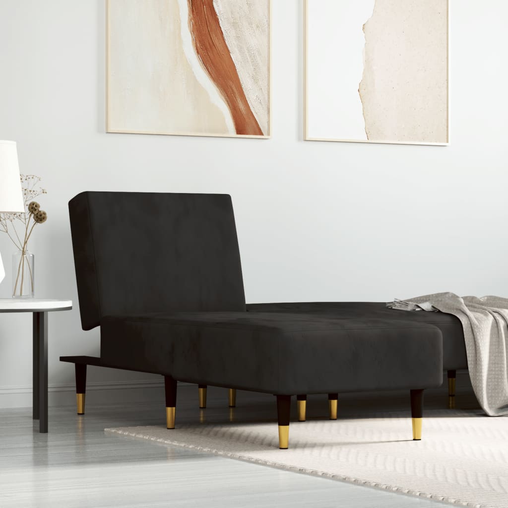 vidaXL Chaise Longue Black Velvet