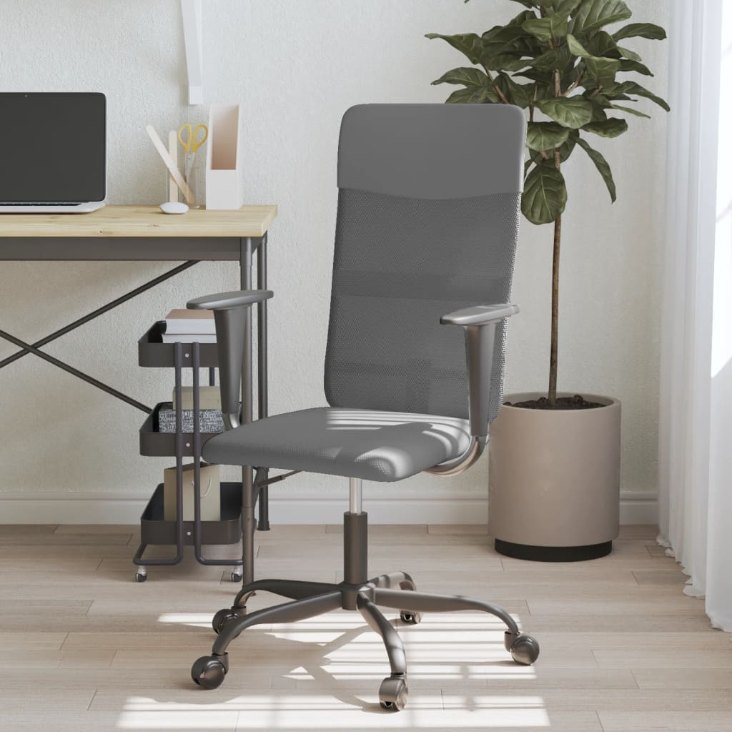 vidaXL Office Chair Gray Mesh Fabric and Faux Leather