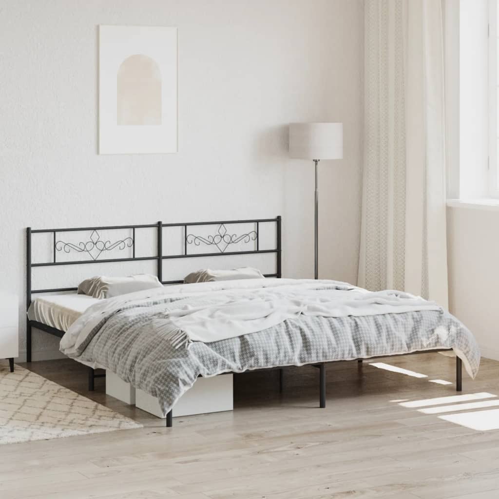 vidaXL Metal Bed Frame with Headboard Black 72"x83.9" California King