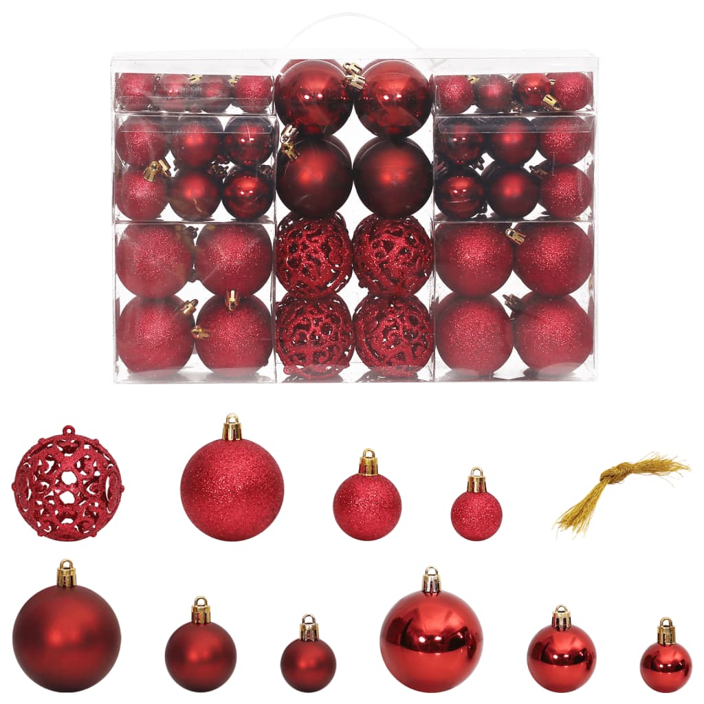 vidaXL Christmas Baubles 100 pcs Wine Red 1.2" / 1.6" / 2.4"