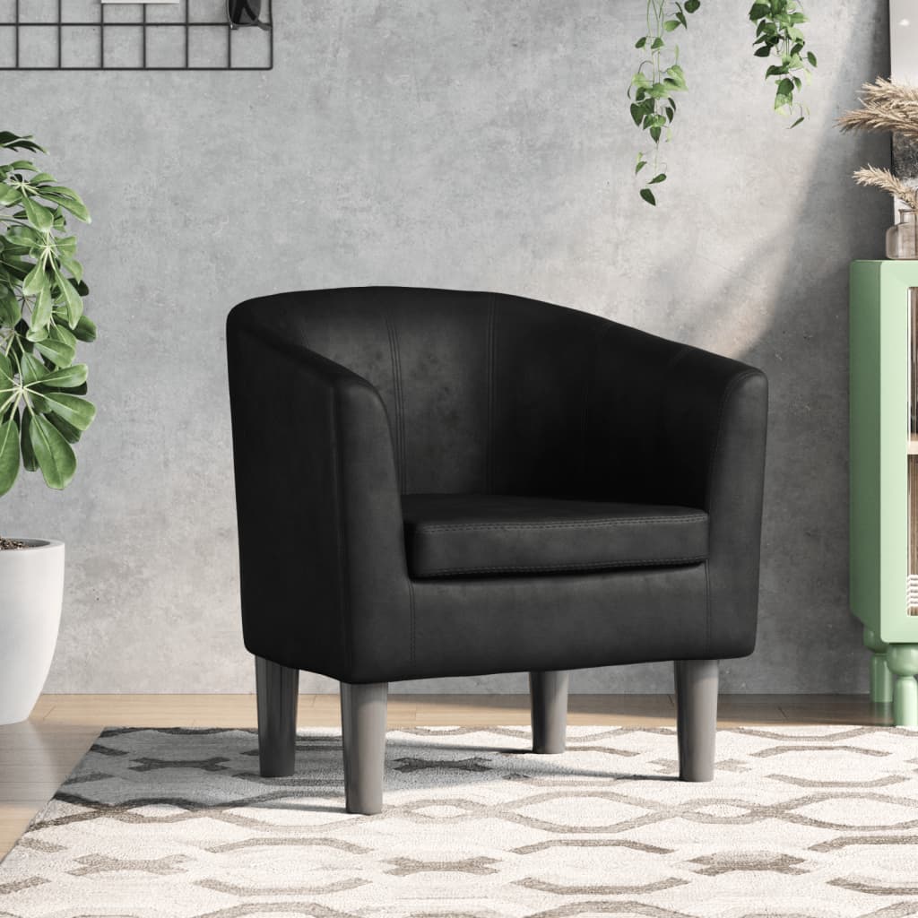 vidaXL Tub Chair Black Faux Leather