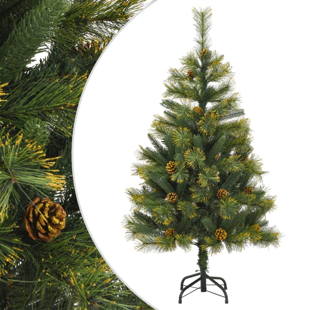 vidaXL Artificial Hinged Christmas Tree with Cones 59.1"