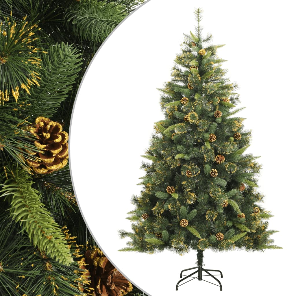 vidaXL Artificial Hinged Christmas Tree with Cones 82.7"