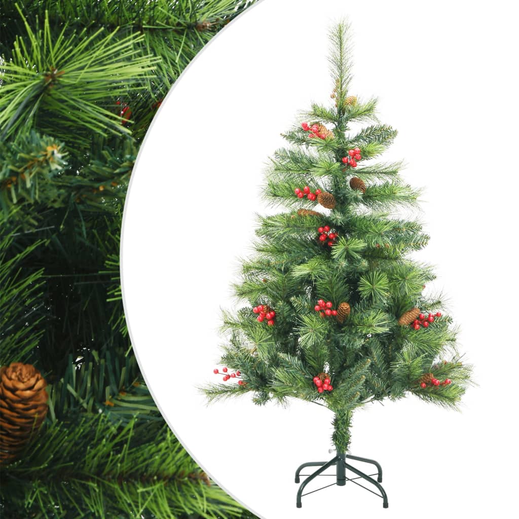 vidaXL Artificial Hinged Christmas Tree with Cones and Berries 59.1"