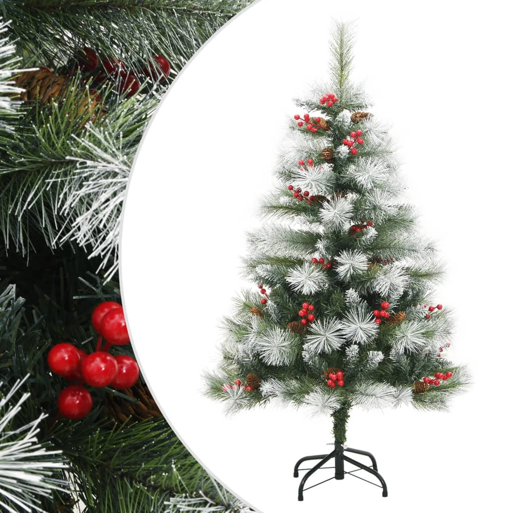vidaXL Artificial Hinged Christmas Tree with Cones and Berries 47.2"