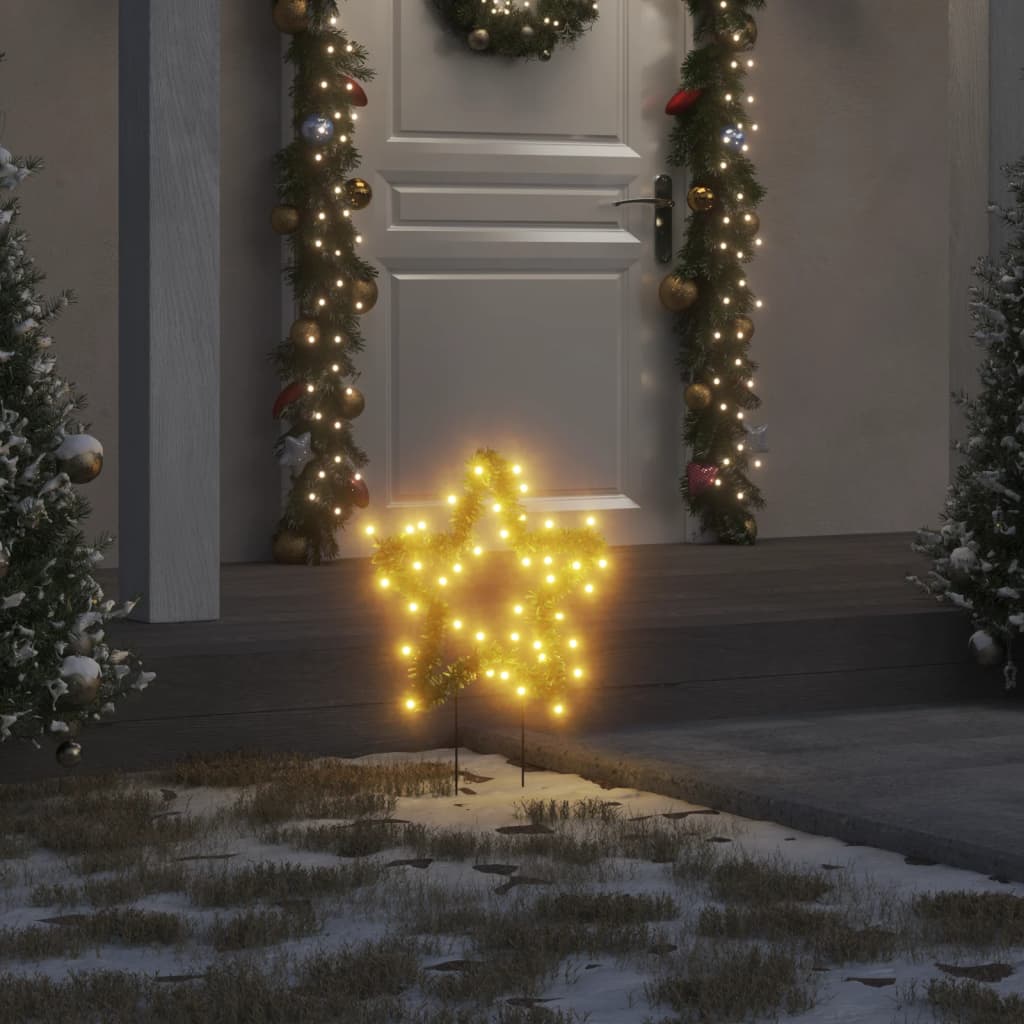 vidaXL Christmas Light Decorations with Spikes 3 pcs Star 50 LEDs 11.4"