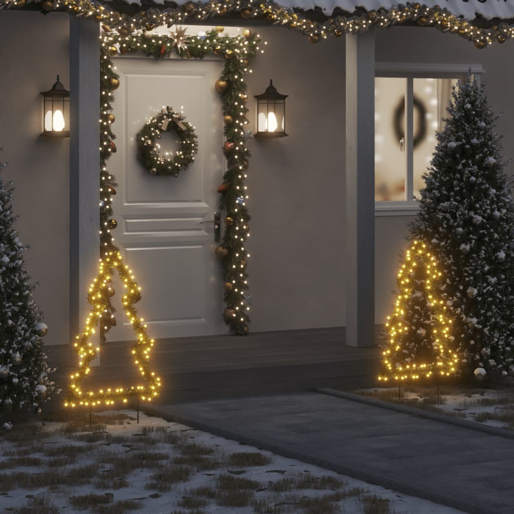 vidaXL Christmas Light Decoration with Ground Spikes Tree 115 LEDs 35.4"