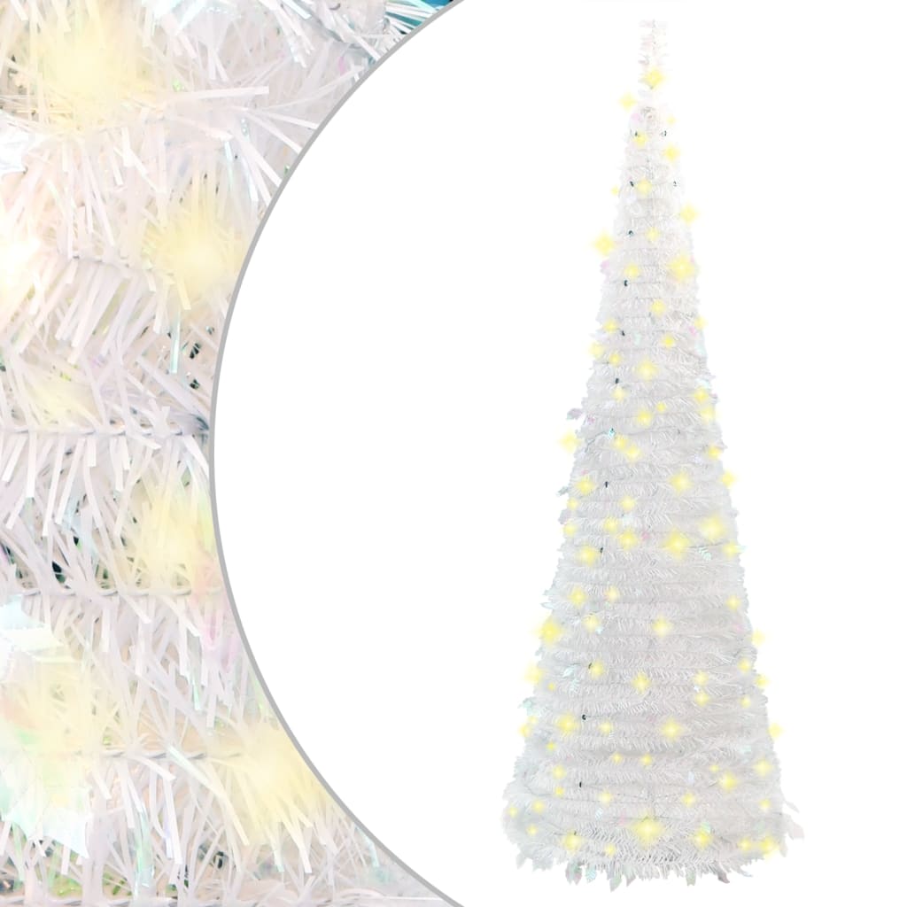 vidaXL Artificial Christmas Tree Pop-up 100 LEDs White 59.1"