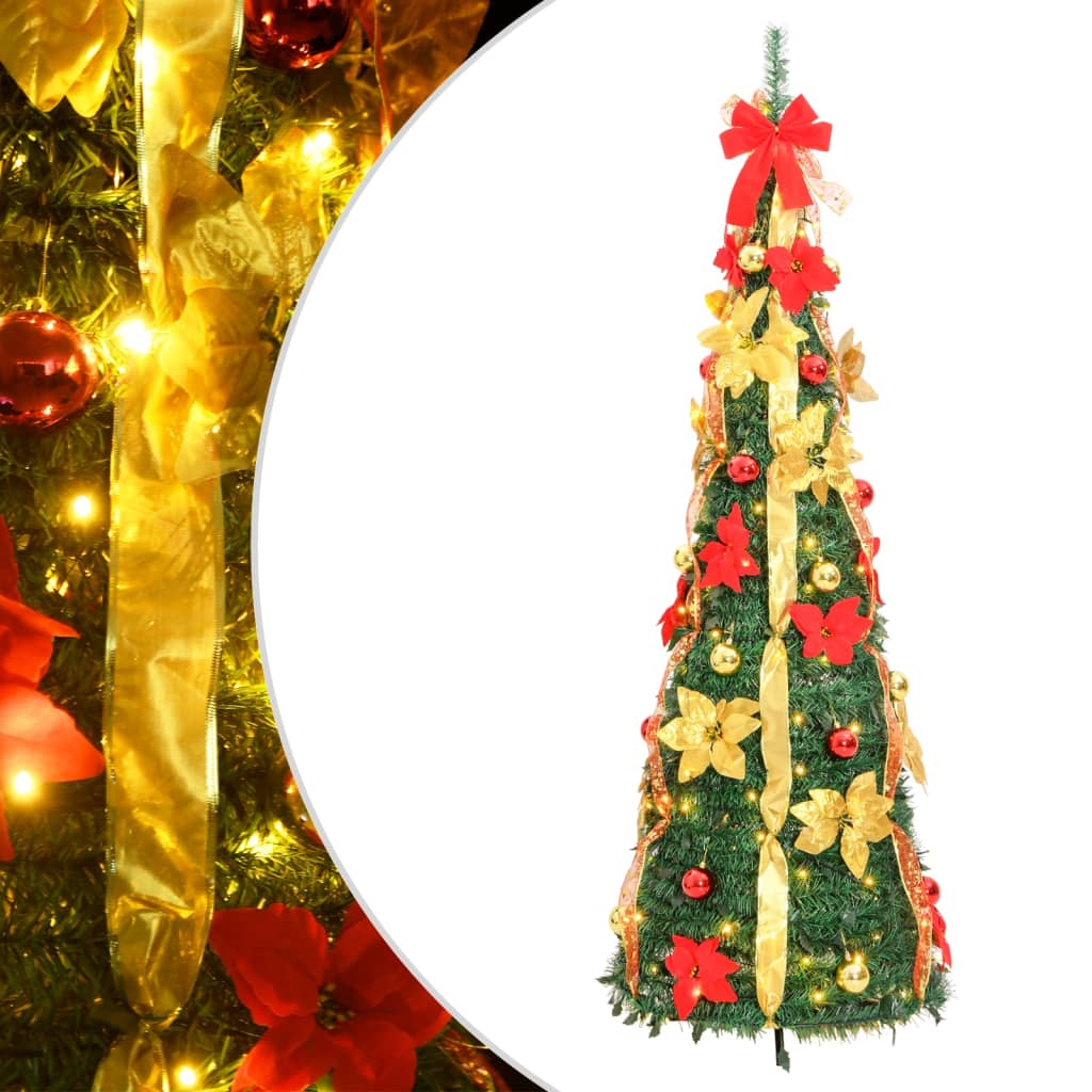 vidaXL Artificial Christmas Tree Pop-up 200 LEDs Green 82.7"