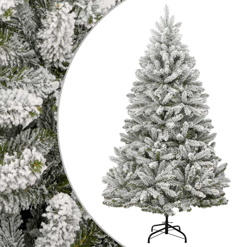 vidaXL Artificial Hinged Christmas Tree with Flocked Snow 70.9"