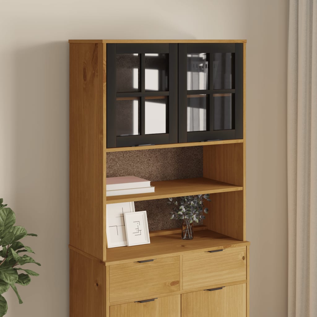 vidaXL Top for Highboard with Glass Doors FLAM Solid Wood Pine