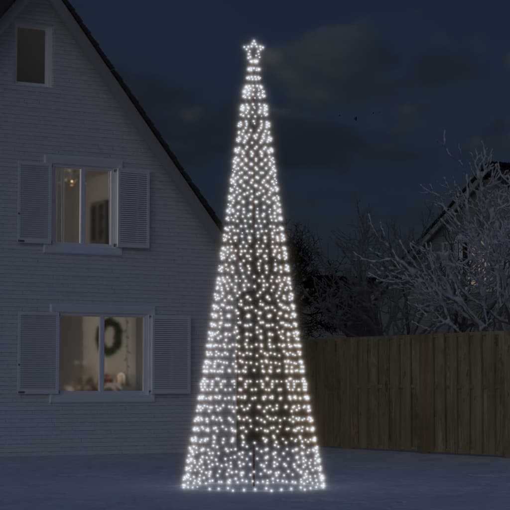 vidaXL Christmas Tree Light with Spikes 1554 LEDs Cold White 196.9"