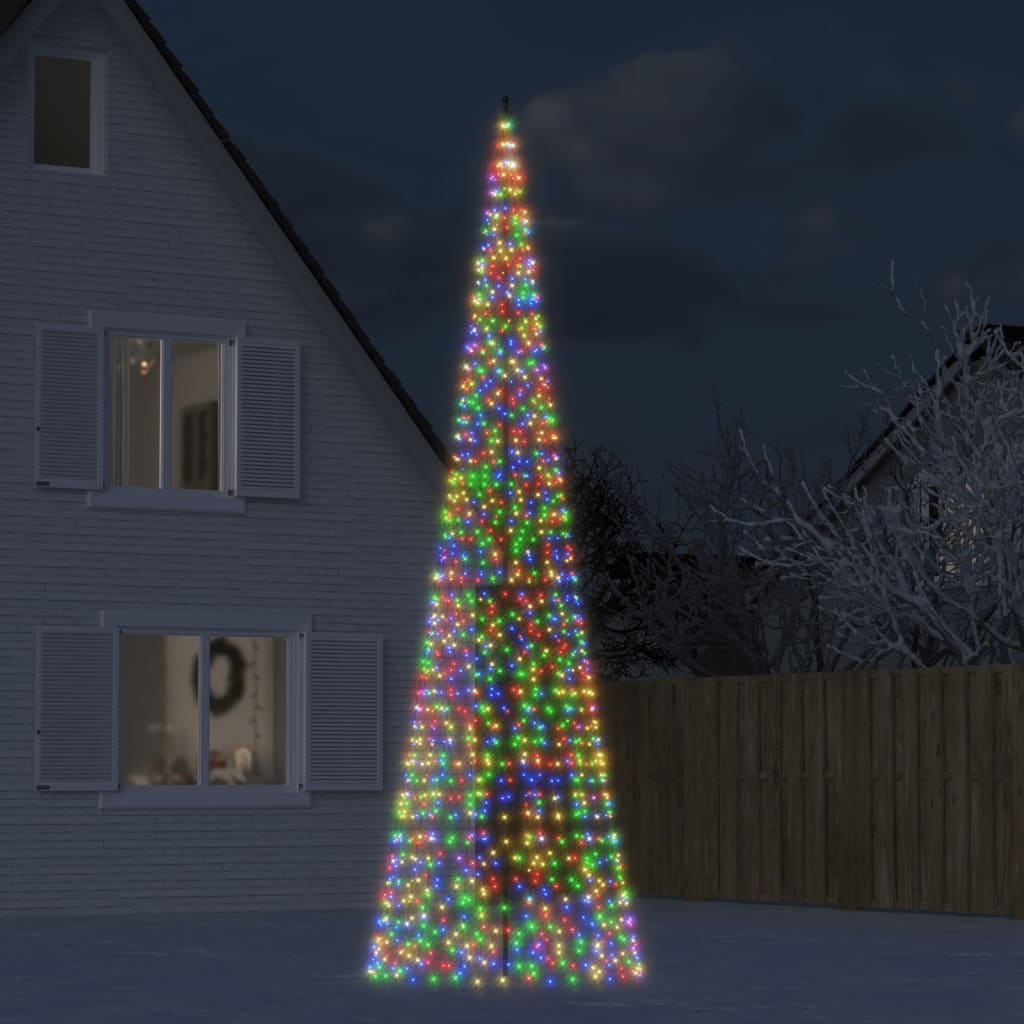 vidaXL Christmas Tree Light on Flagpole 1534 LEDs Colorful 196.9"