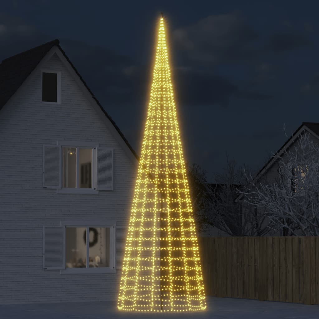 vidaXL Christmas Tree Light on Flagpole 3000 LEDs Warm White 315"
