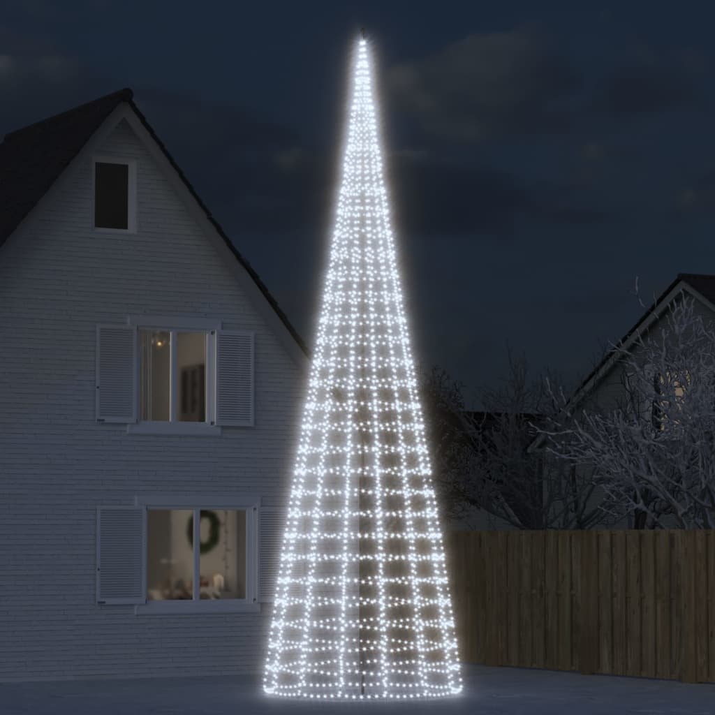 vidaXL Christmas Tree Light on Flagpole 3000 LEDs Cold White 315"