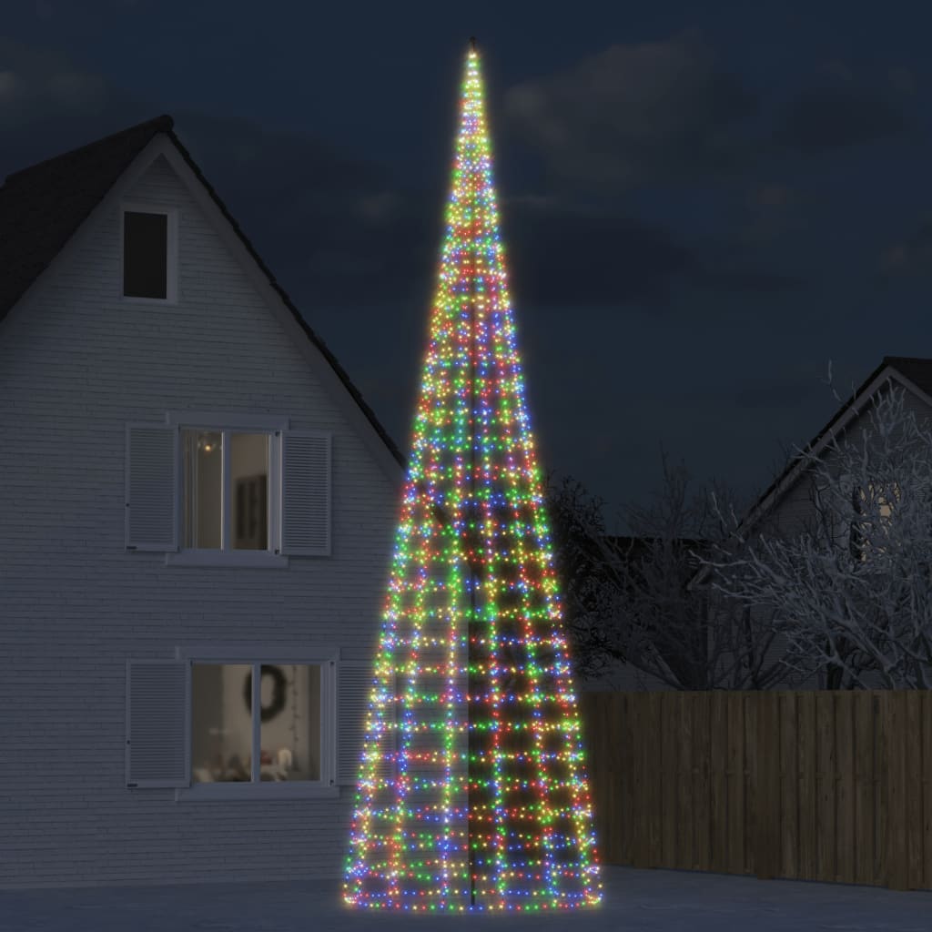 vidaXL Christmas Tree Light on Flagpole 3000 LEDs Colorful 315"