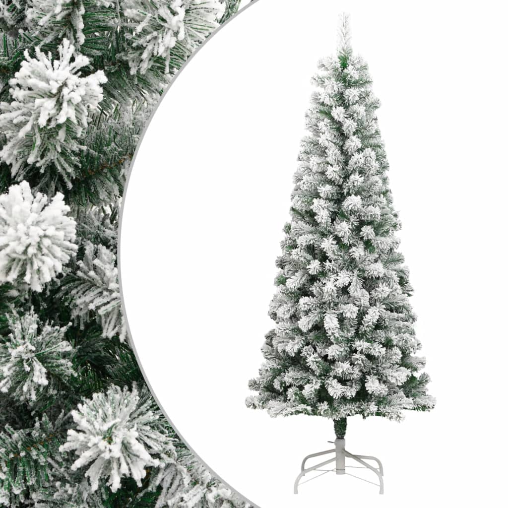 vidaXL Artificial Hinged Christmas Tree with Flocked Snow 70.9"