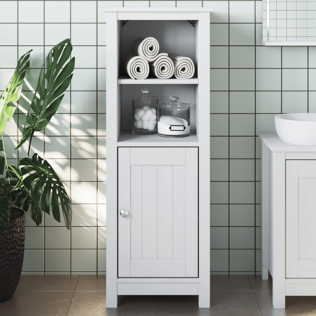 vidaXL Bathroom Cabinet BERG White 15.7"x13.4"x43.3" Solid Wood Pine